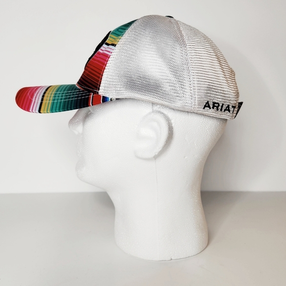 Ariat Serape Stripe Center Sheild Mesh Snap Back Trucker Hat Cap Adjusta… - Picture 6 of 8